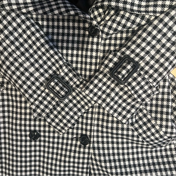 MISS SELFRIDGE BLACK WHITE HOUNSTOOTH TRENCH COAT SIZE 6 NEW - Picture 7 of 13